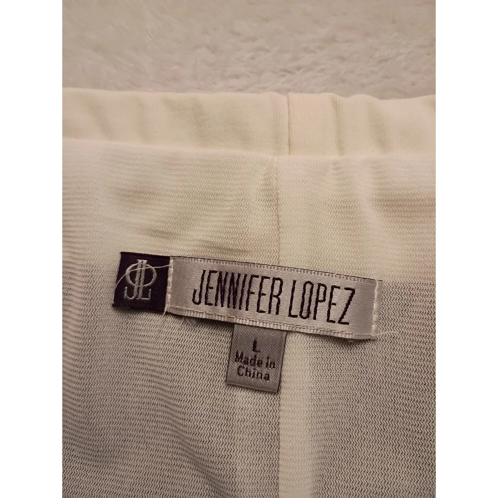 Jennifer Lopez Black White Striped Pencil Skirt Midi Bodycon Stretch Size L NWOT